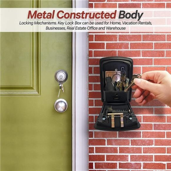 XXL Key Lock Box Wall Mount for Keys 4 Digit Combination with Resettable Code - Picture 3 of 5